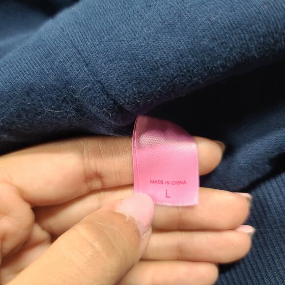 Pink VS Y2K Vintage The Pinks Love & Rock N Roll Tour Velour Blue jacket Furhood - Picture 10 of 13